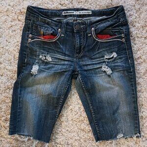 Women’s Doll House Shorts Denim Blue Rock Steampunk Studded Embroidered
